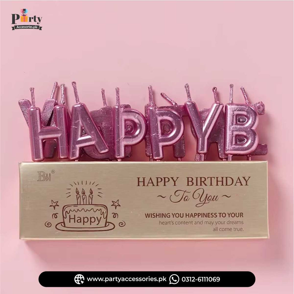 Happy Birthday Letters Birthday Cake Topper Premium Candles Set