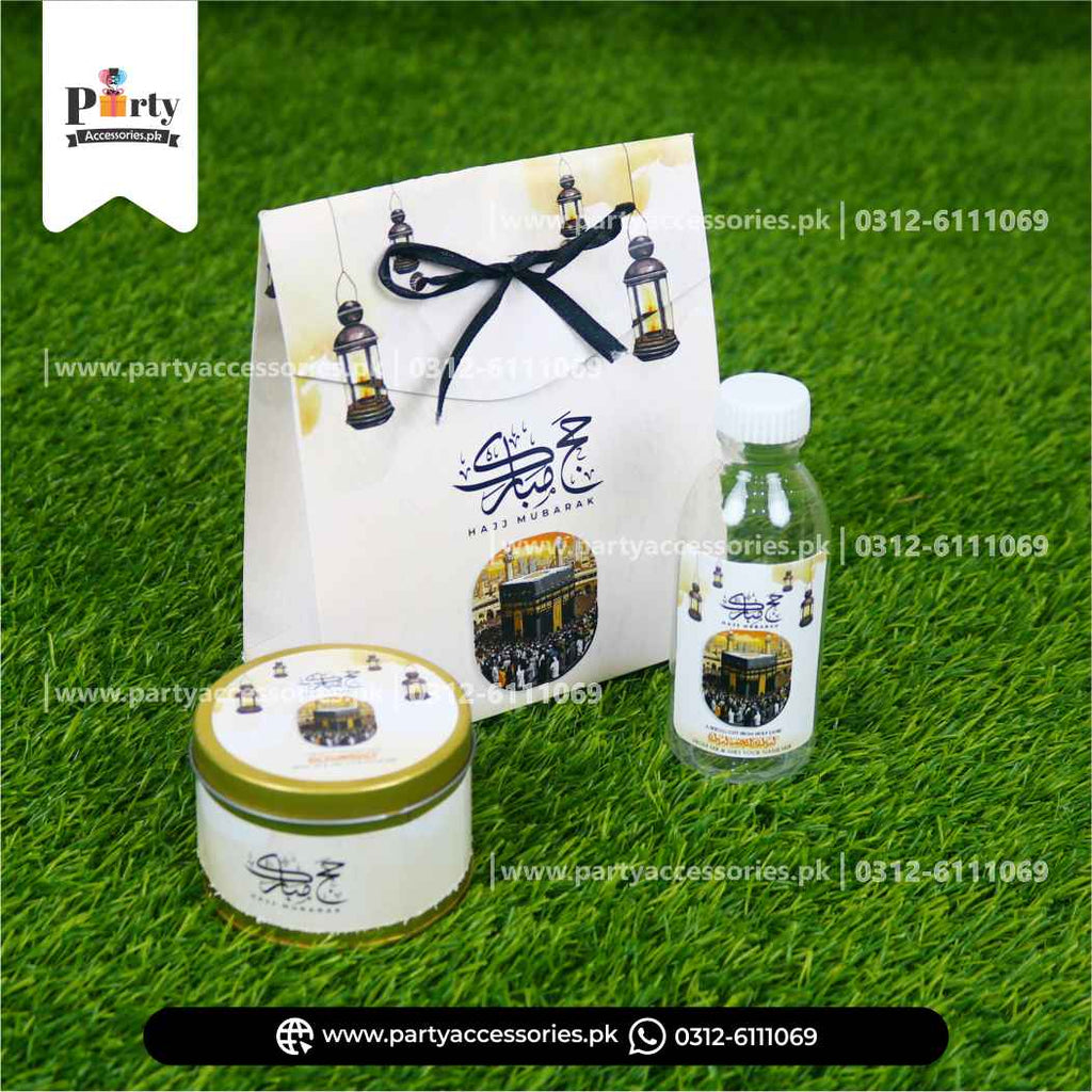 Hajj tabaruk Giveaway Packaging premium pouch | Tabaruk pouch, Zam Zam Bottle, Tin box for dates| Pack of 6 sets