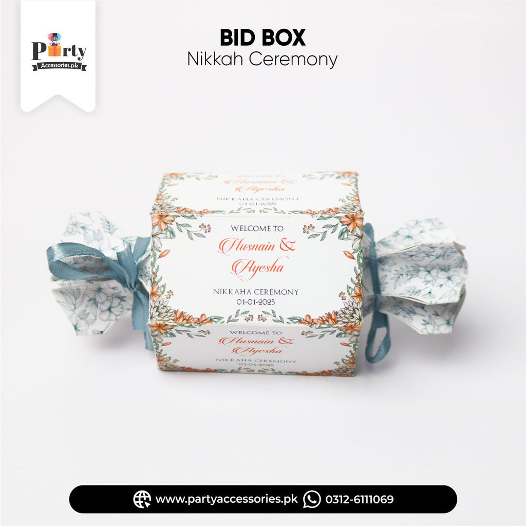 BID BOXES FOR WEDDING CUSTOMIZED WITH COUPLE NAME 