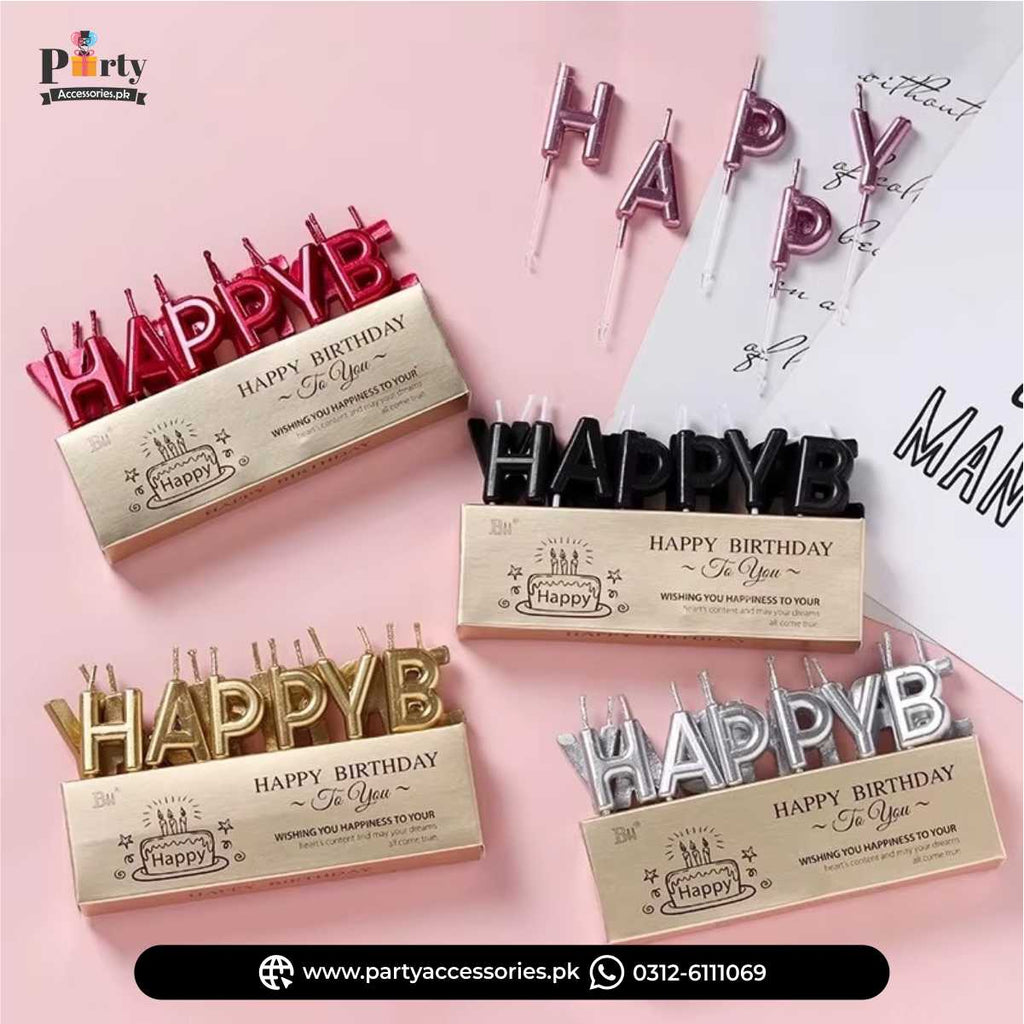 Happy Birthday Letters Birthday Cake Topper Premium Candles Set