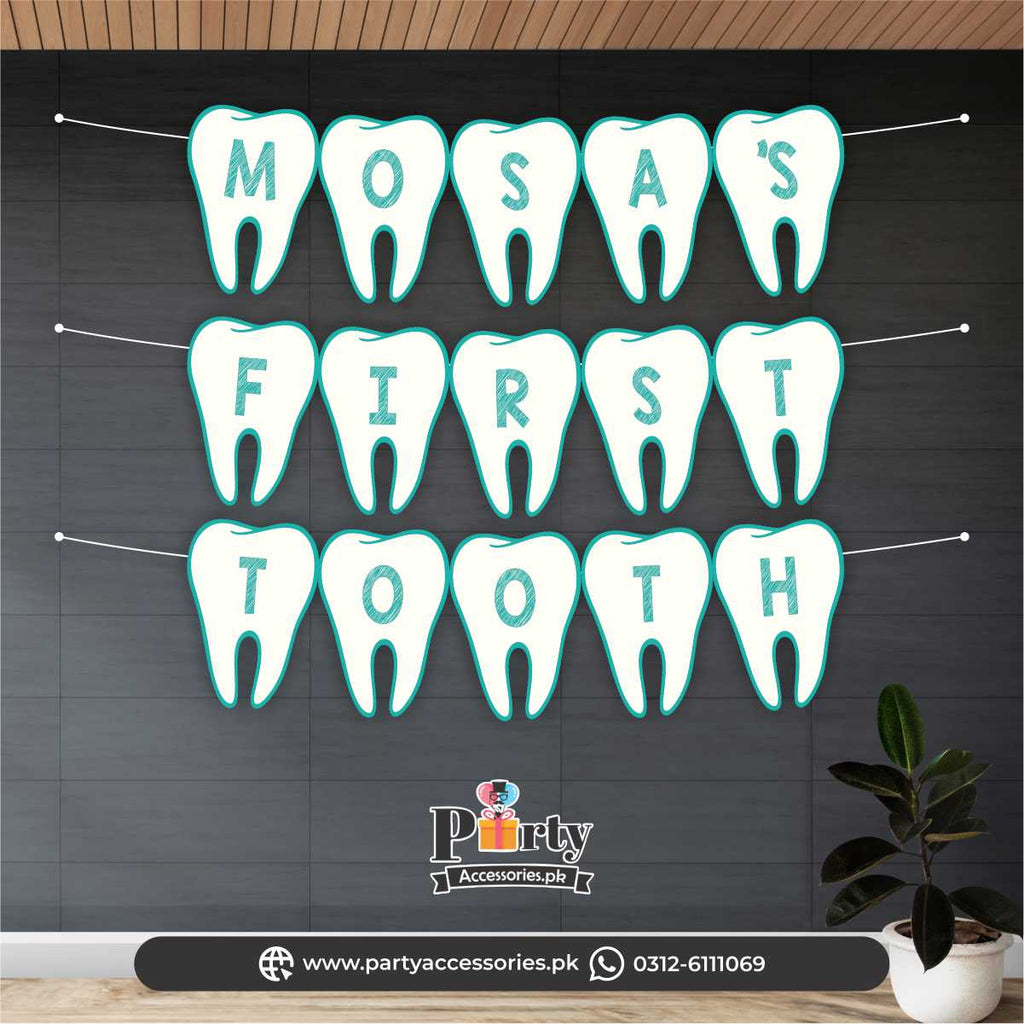 first tooth party wall decoration banner