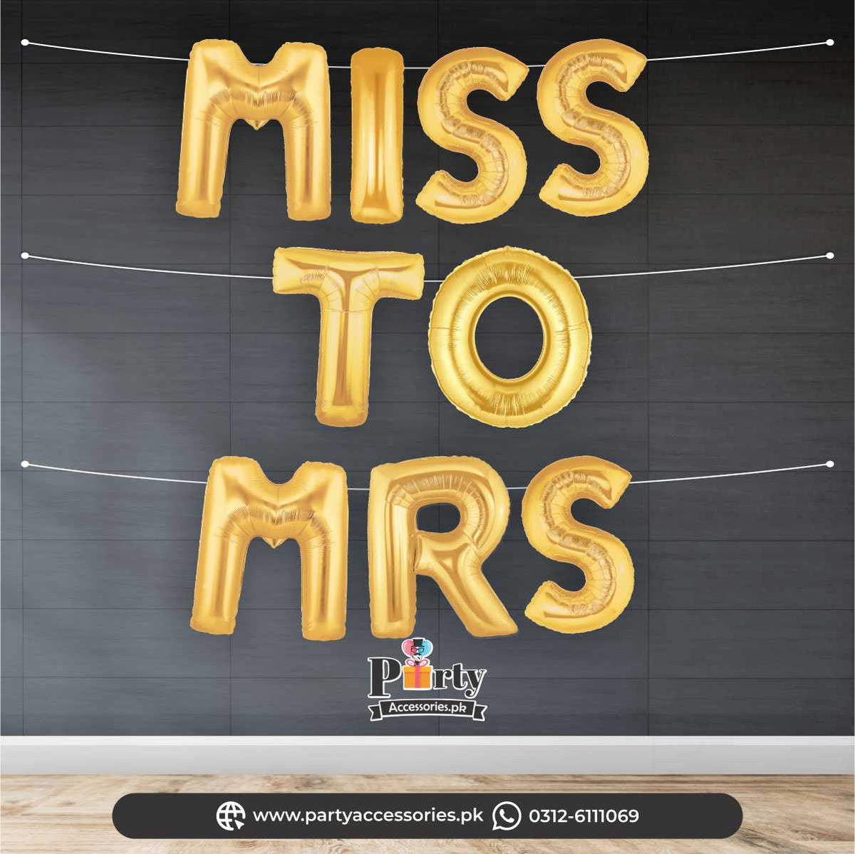 MISS TO MRS foil balloons for bridal shower decoration golden  daraz ideas