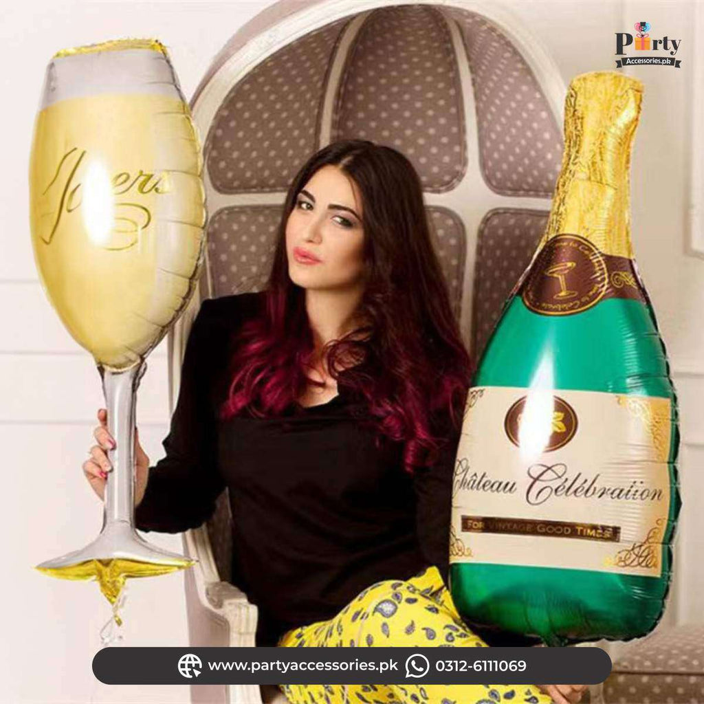 champagne glass or bottle large  foil balloon pinterest ideas