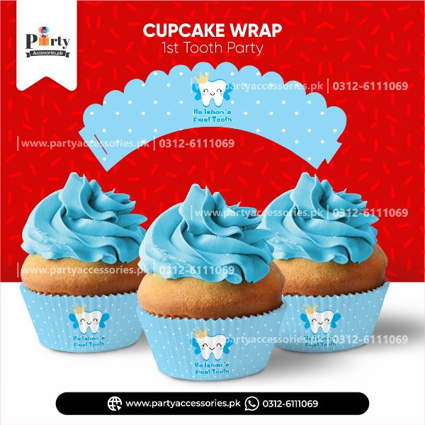 first tooth party cupcake wraps 1st tooth ideas
