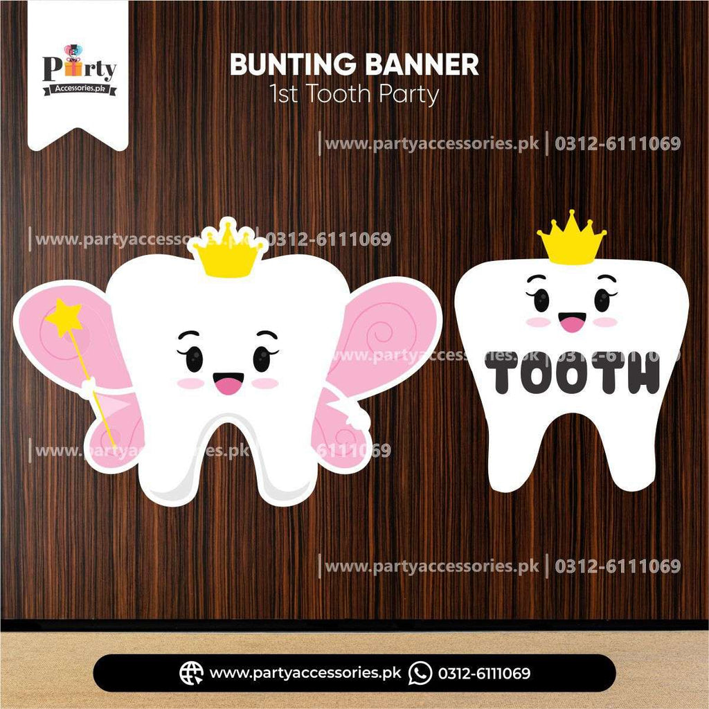 I got my first tooth wall decoration bunting banner in Pink