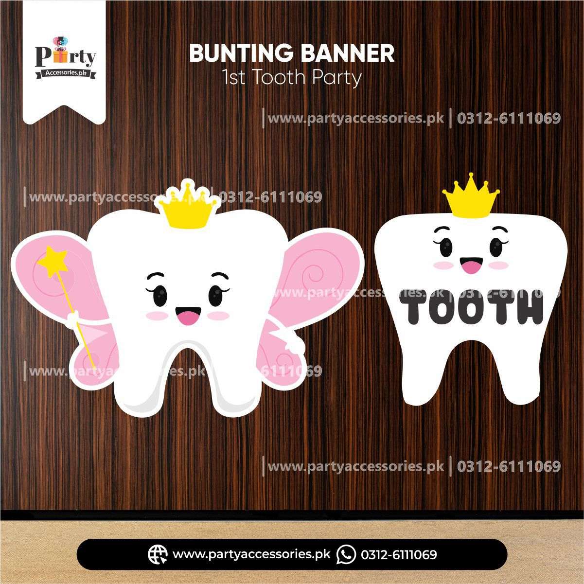 I got my first tooth wall decoration bunting banner in Pink