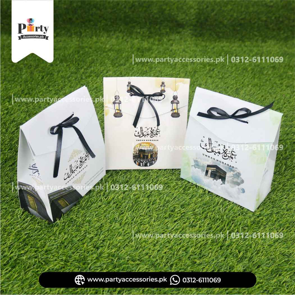 Customized Umrah Tabaruk Distribution Boxes | Umrah Giveaway Packaging Boxes in White | Pack of 6 Boxes