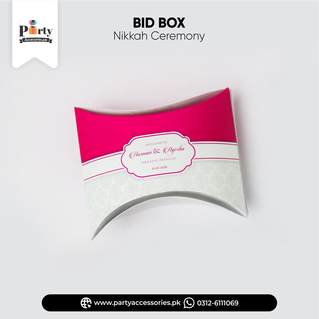 Bid Box for wedding favors | Customized pillow cushion shape bidh ideas | Pack of 12