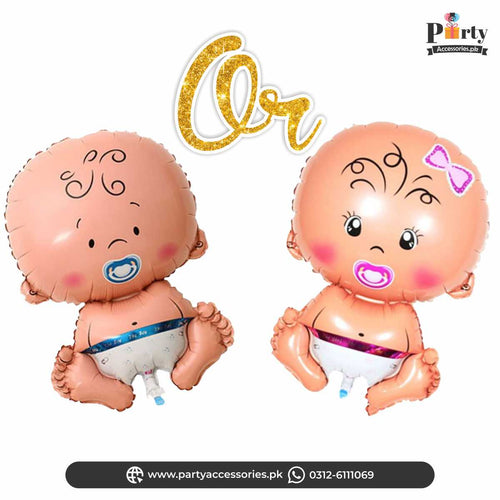 gender reveal boy or girl shape balloon decoration