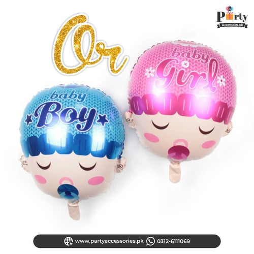 baby boy or baby girl gender reveal wall decoration balloons