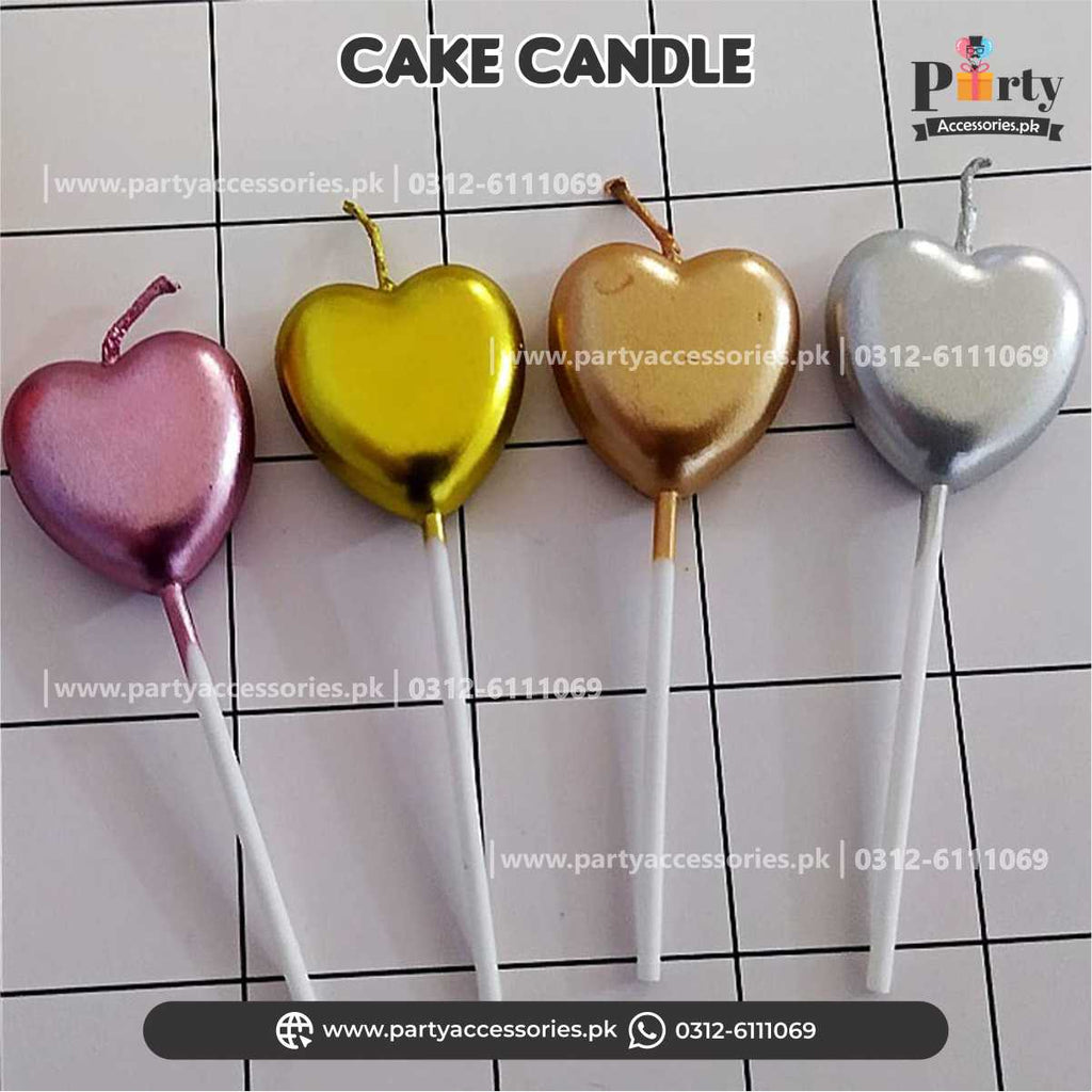 Cake topper Candles in heart shape | Pack of 4