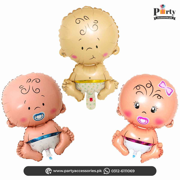 baby shape foil balloons for welcome baby shower or gender reveal events