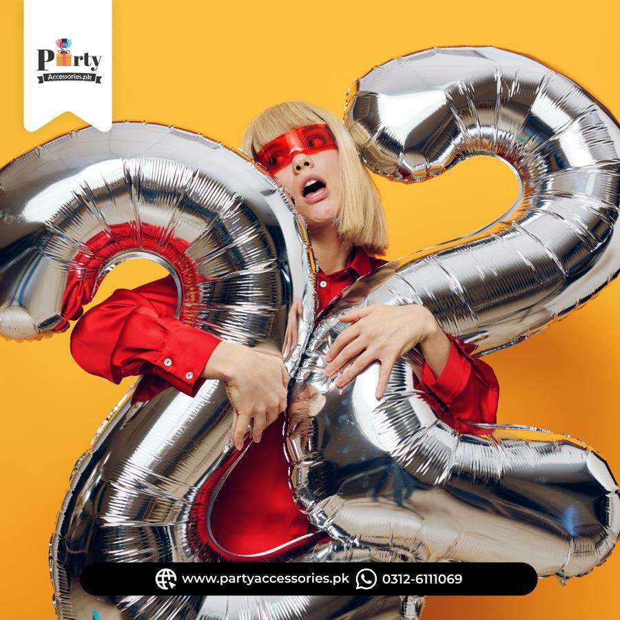 Number Foil Balloons Jumbo Size 32 inches in Silver Color