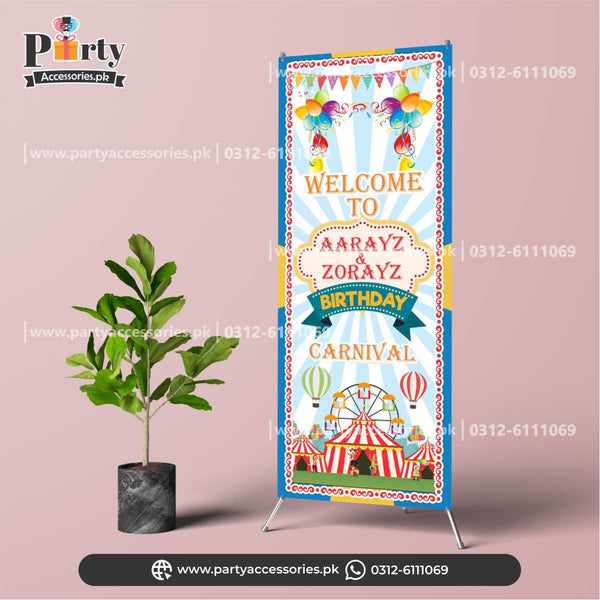 Carnival circus theme birthday decorations | Welcome Standee in carnival circus joker