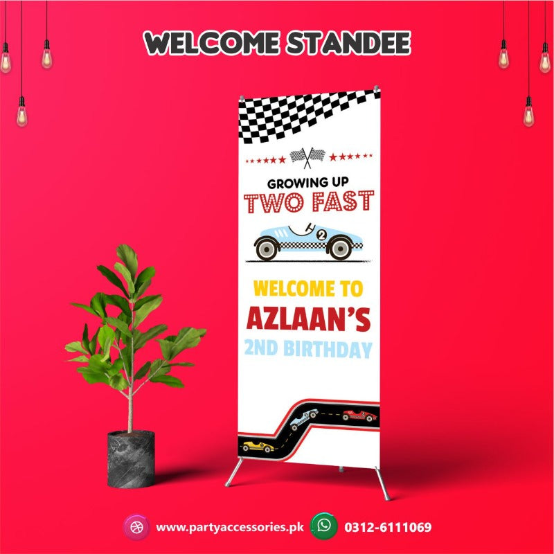 Two Fast Theme Birthday Party Customized Welcome Standee ...
