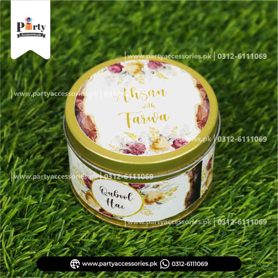 tin boxes customized for wedding bid