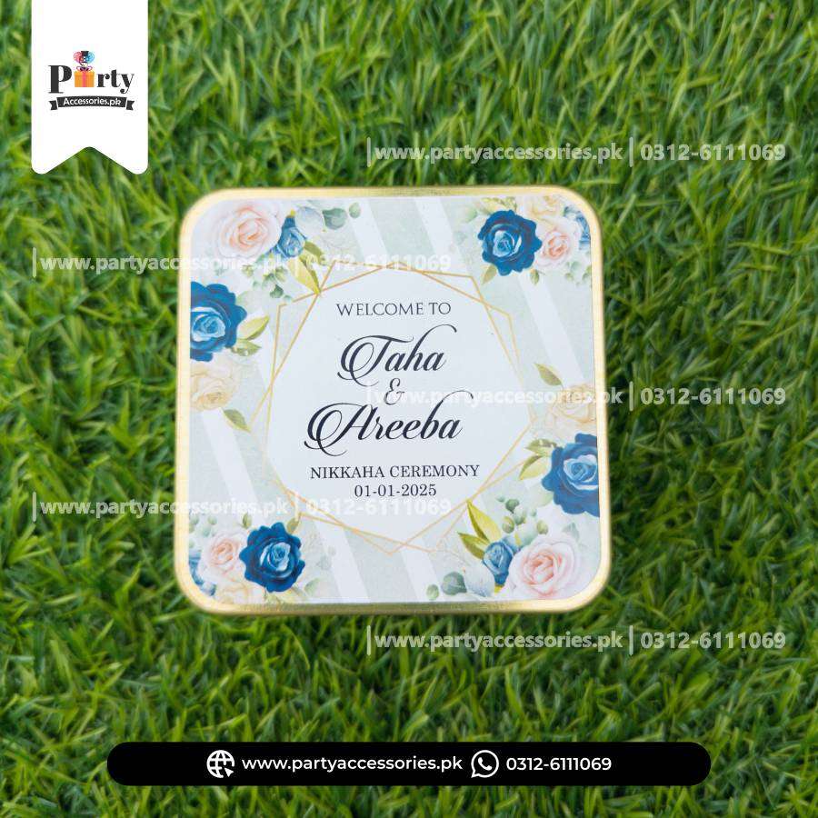 Customized Tin Boxes for Wedding Favors : Personalized Tin Bid Boxes with Names | Pack of 12