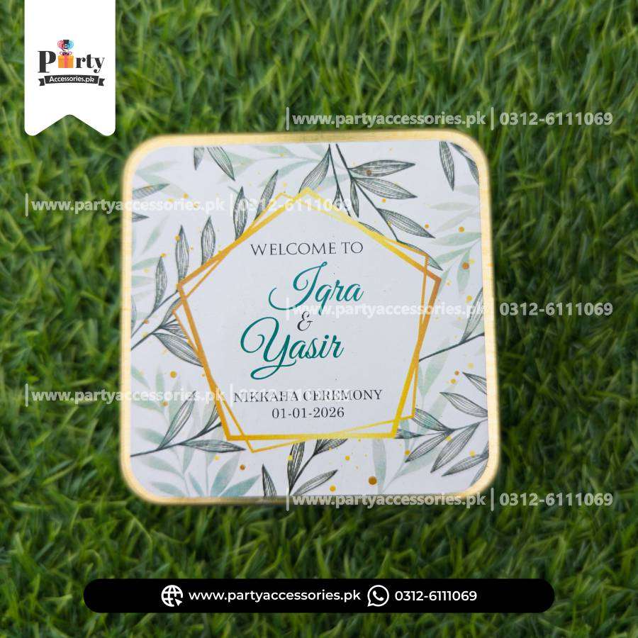 Customized Tin Boxes for Wedding Favors : Personalized Tin Bid Boxes with Names | Pack of 12