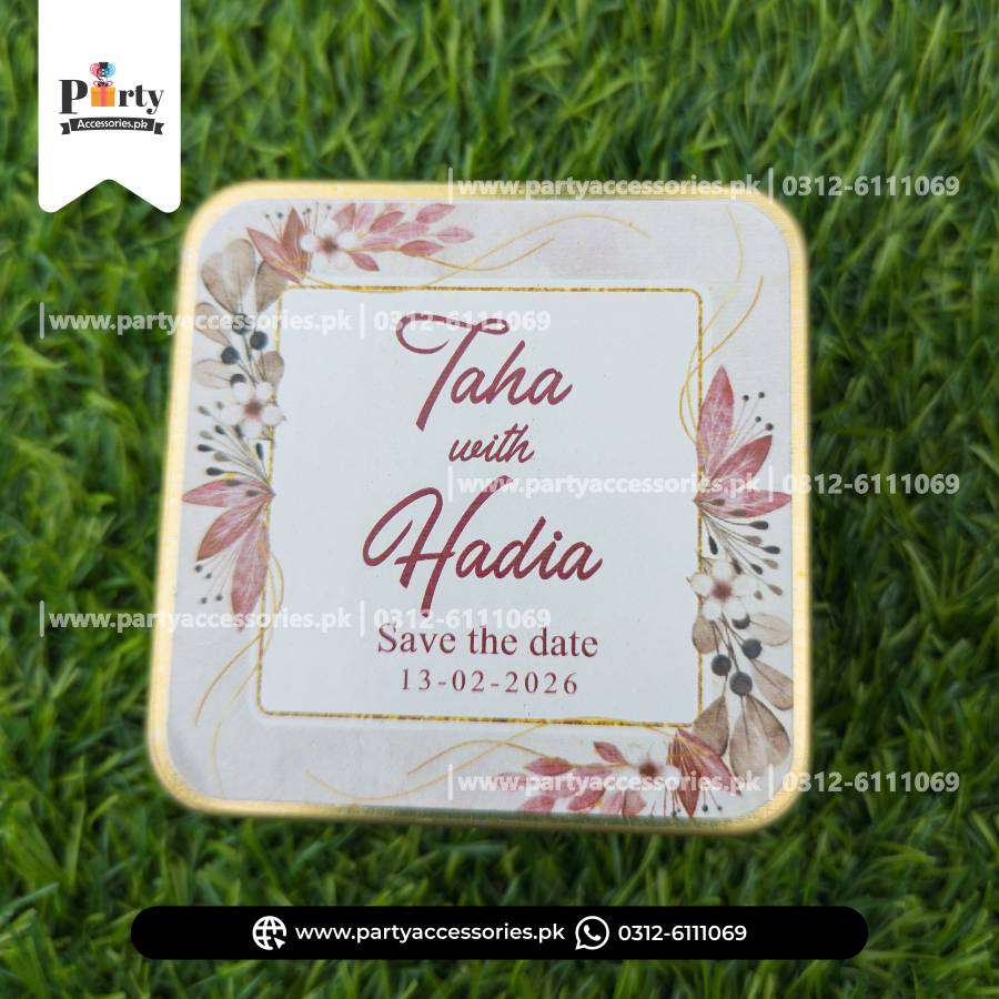 Customized Tin Boxes for Wedding Favors : Personalized Tin Bid Boxes with Names | Pack of 12