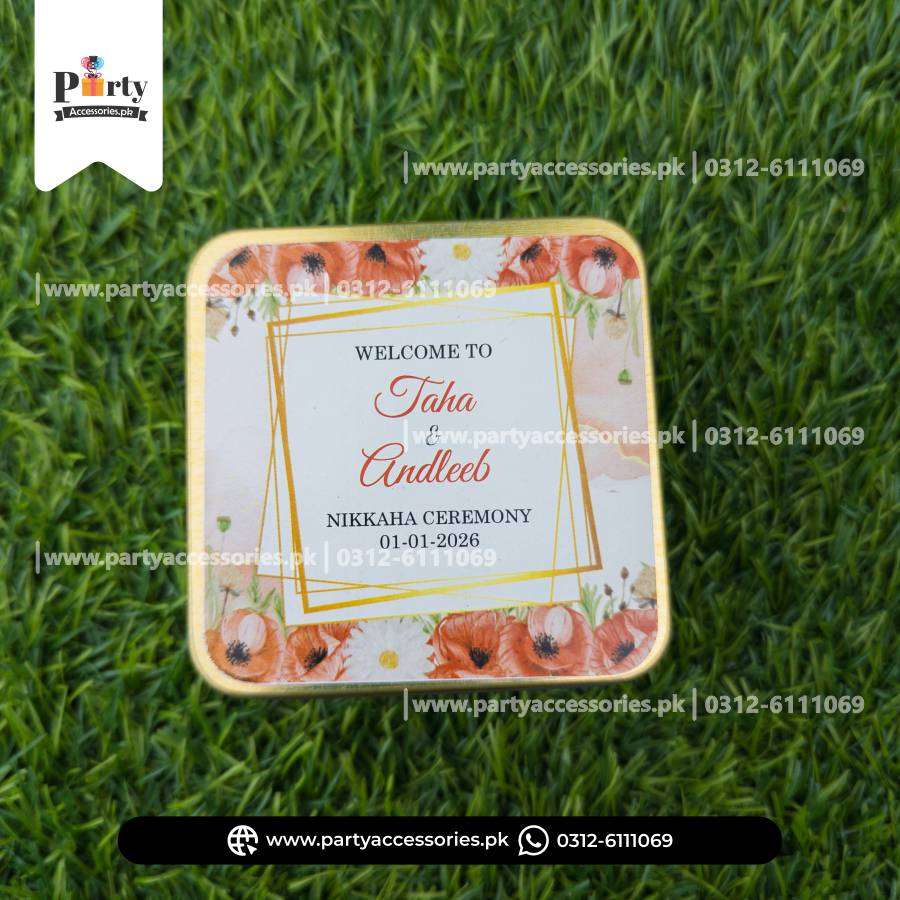 Customized Tin Boxes for Wedding Favors : Personalized Tin Bid Boxes with Names | Pack of 12