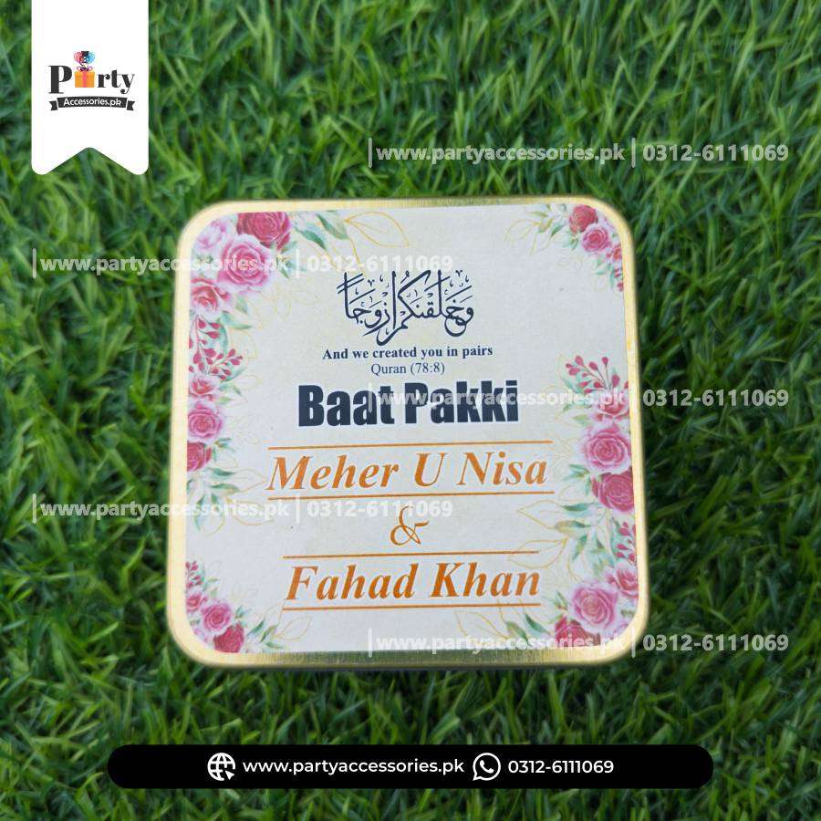 Customized Tin Boxes for Wedding Favors : Personalized Tin Bid Boxes with Names | Pack of 12