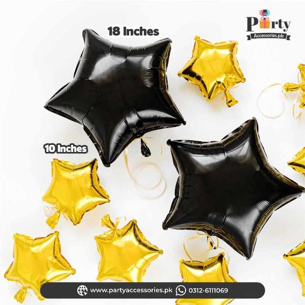 small and large star shape metallic foil balloons