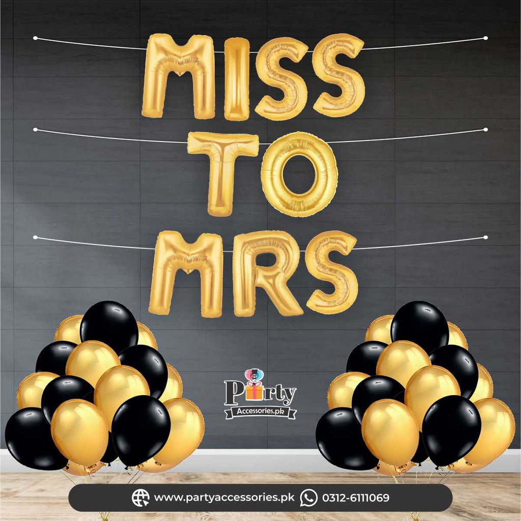 MISS TO MRS foil balloons for bridal shower decoration golden amazon bridal shower ideas 