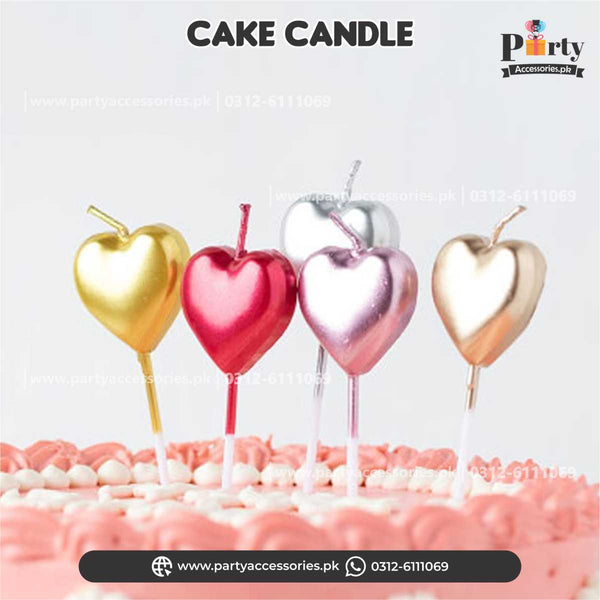 Cake topper Candles in heart shape | Pack of 4