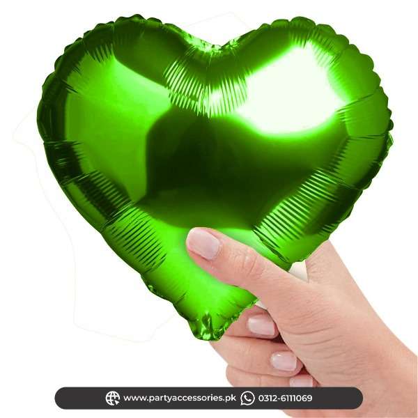 heart shape small foil balloons in green