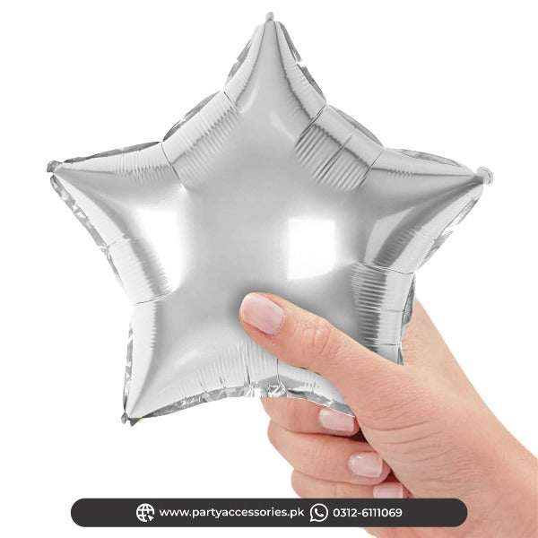 small star foil balloon in silver
