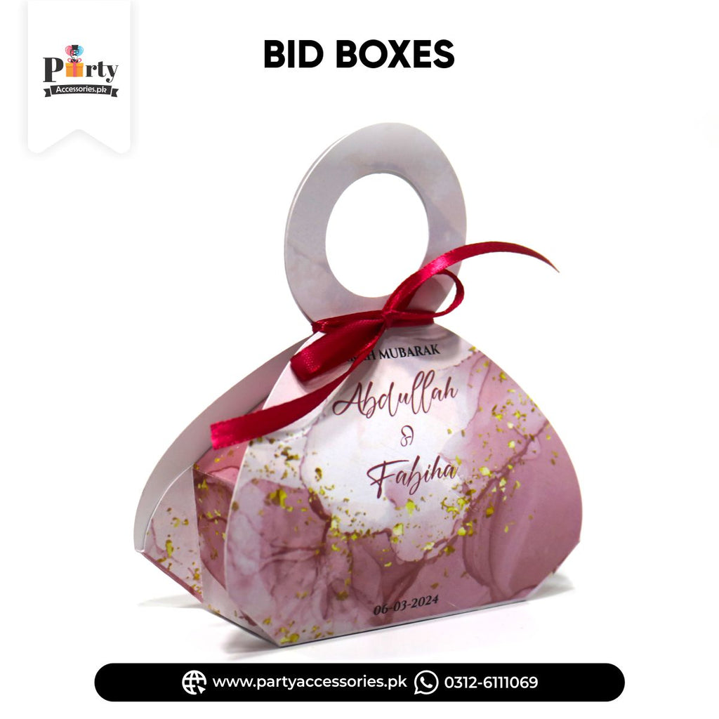 Bid Boxes for wedding favors | Customized bidh distribution box in new style | Pack of 12