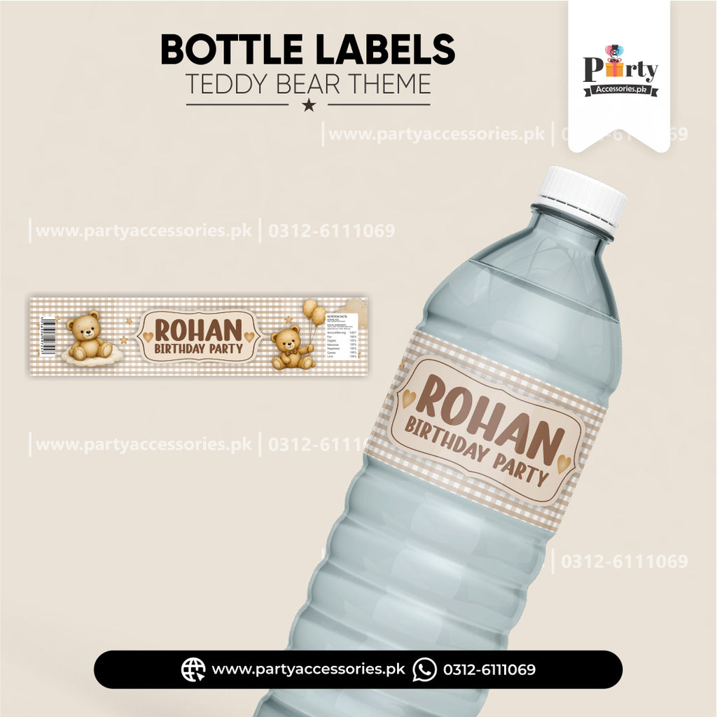 Teddy Bear Theme Bottle Labels for Party Table Decoration 