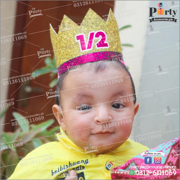 Half birthday theme decorations Crown Cap for girl