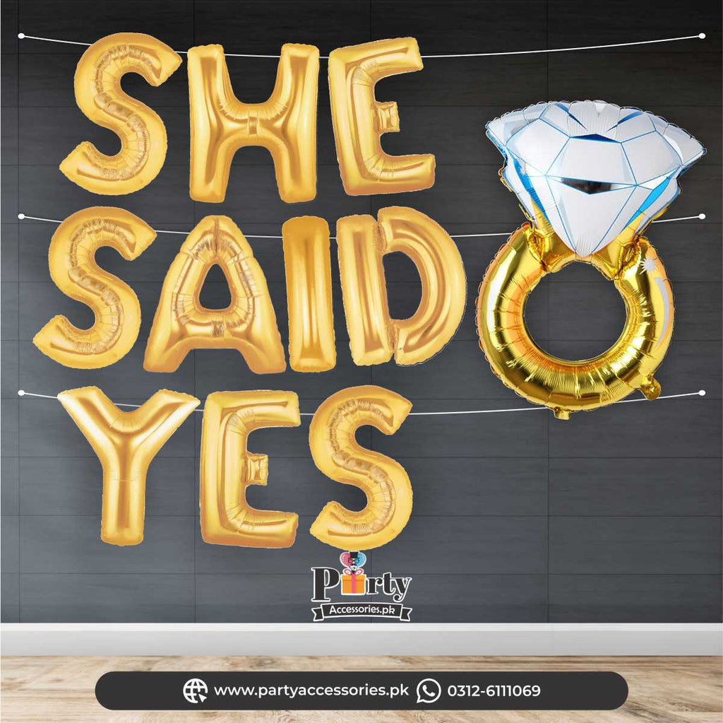 She Said Yes Foil Balloons in golden bride to be etsy decoration ideas 