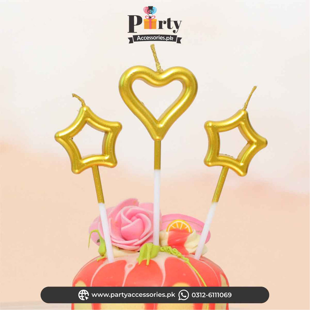 star heart cake topper candle