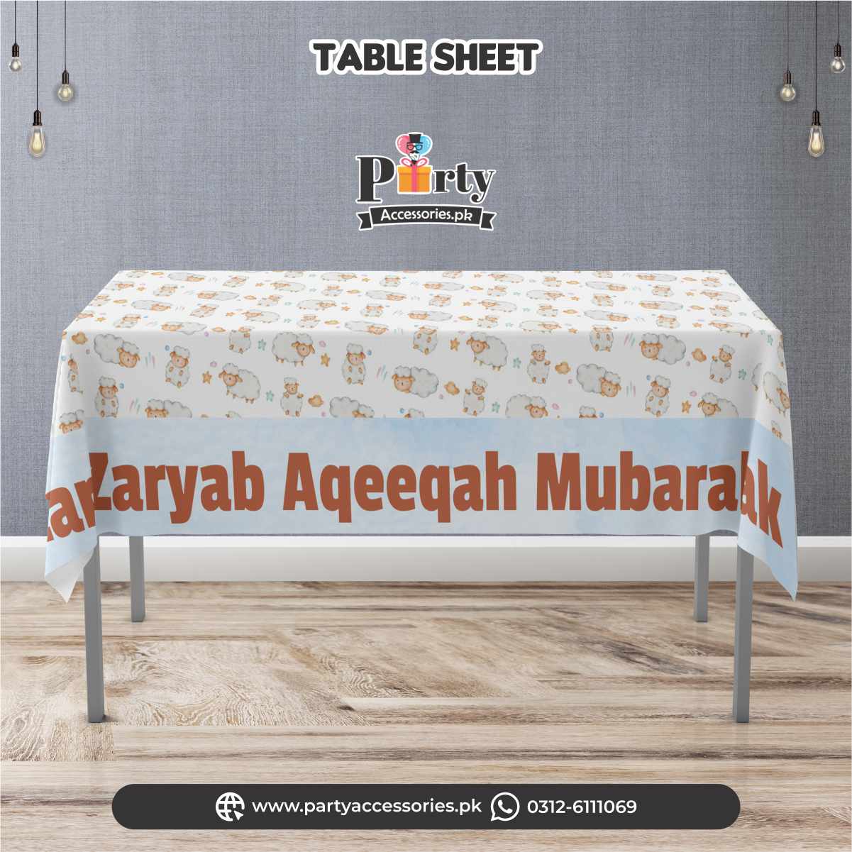 Aqeeqa Decoration ideas table sheet customized 