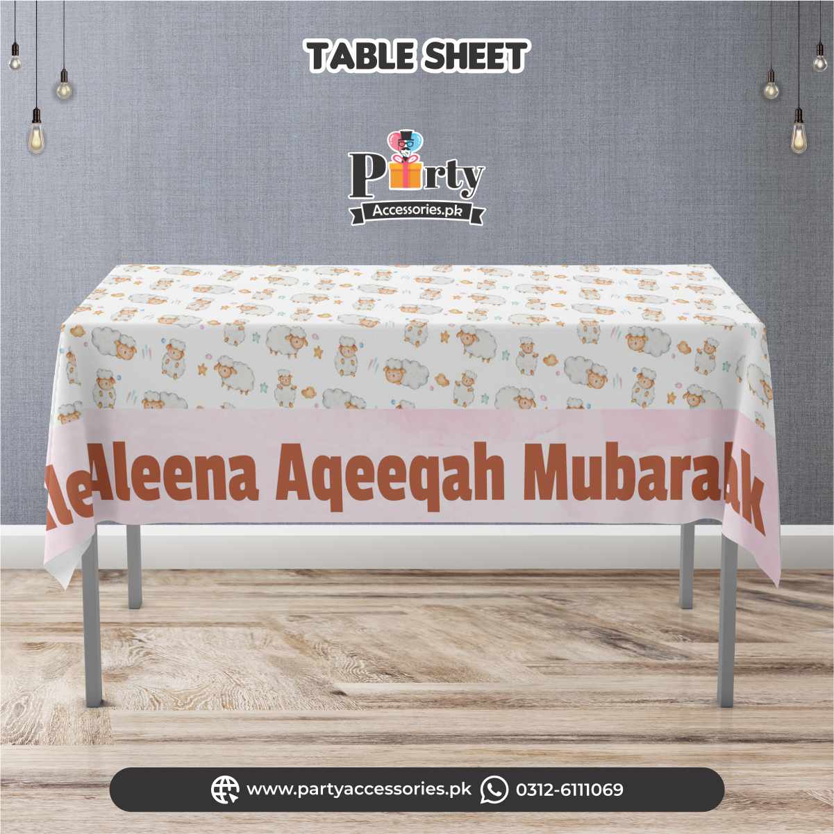 Aqiqah decorations | Personalized table top sheet cover for Baby girl aqeeqah
