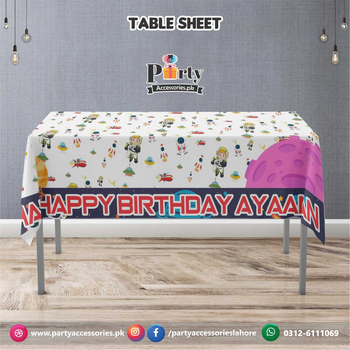 Customized Outer Space Theme Birthday Table Top Sheet
