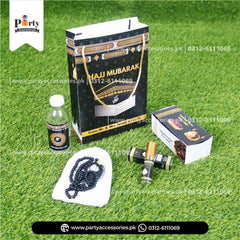6 Bags - 6 date box - 6 bottles - 6 tasbeeh - 6 caps - 6 Ittar