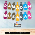 Ramadan Mubarak Wall bunting banner multi colored cutouts