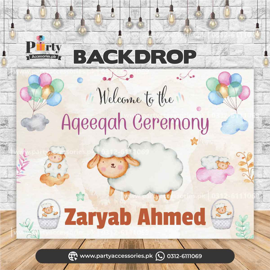 Aqiqah celebration ideas | personalized backdrop for baby girl aqeeqah
