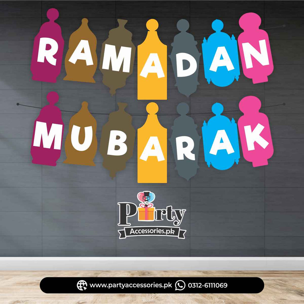 Ramadan mubarak wall bunting banner for home decoration