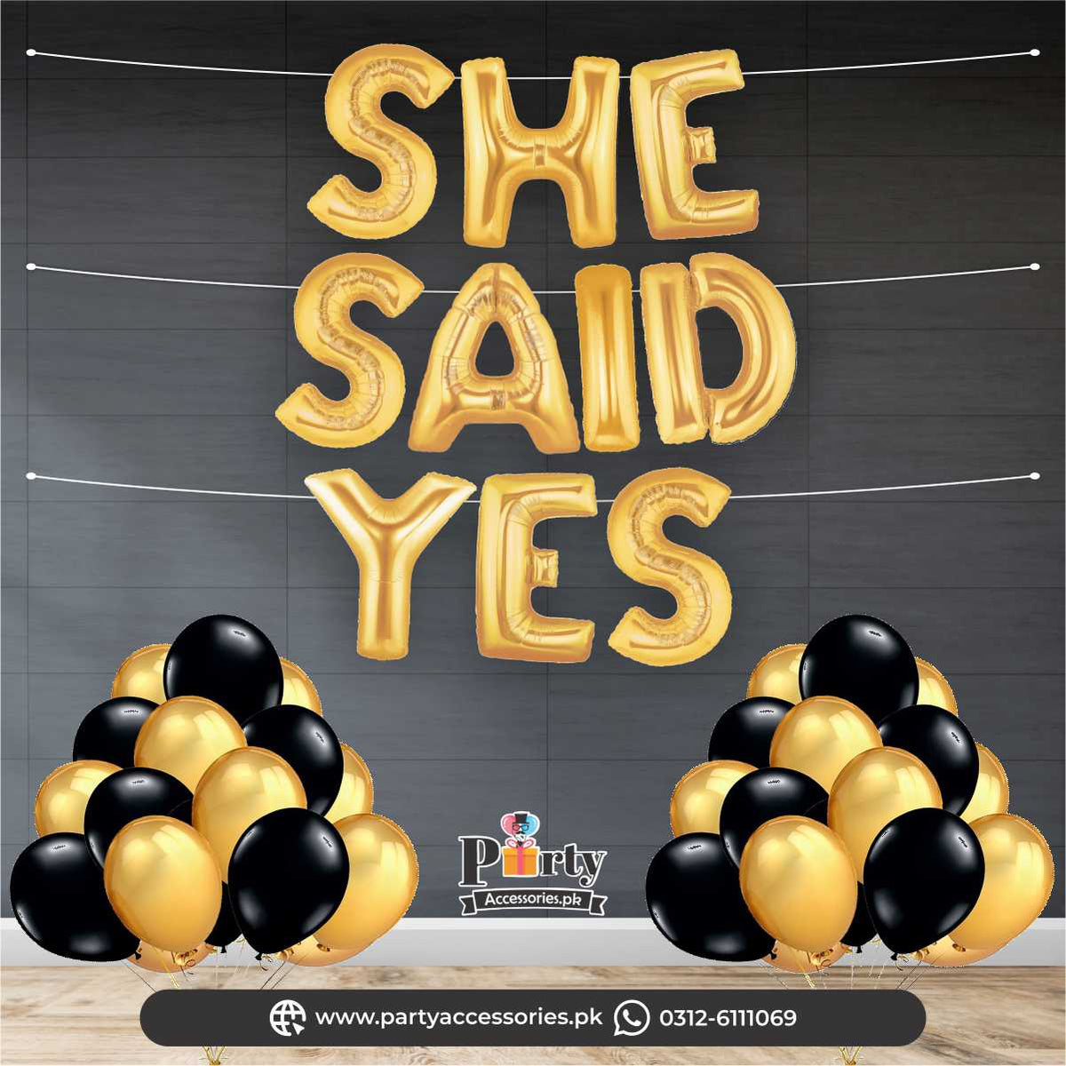 She Said Yes Foil Balloons in golden color for bridal shower ideas 