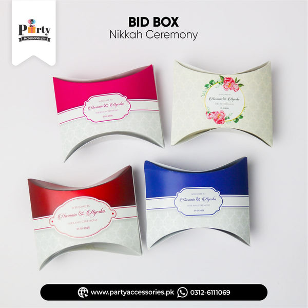  bid boxes in pillow cushion shape for wedding