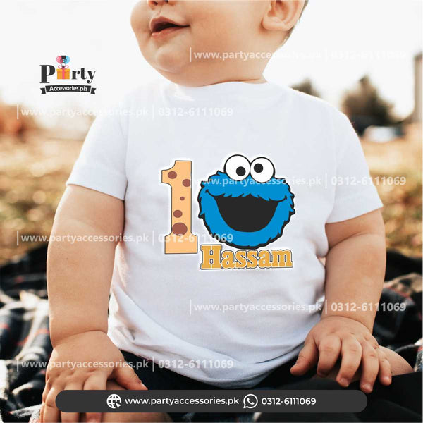 Cookie monster theme customized T-shirt for birthday boy or girl
