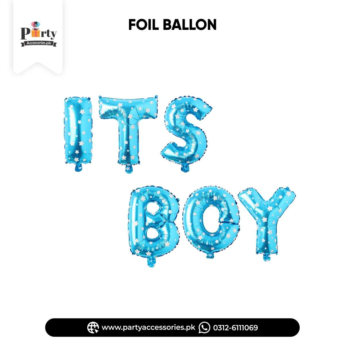 its a boy foil balloons with polka dots blue color 