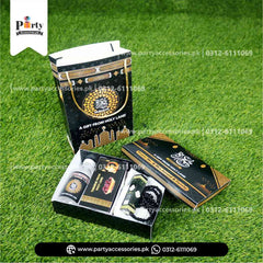 6 Boxes - 6 date box - 6 bottles - 6 tasbeeh - 6 caps - 6 Ittar - 6 carry bags