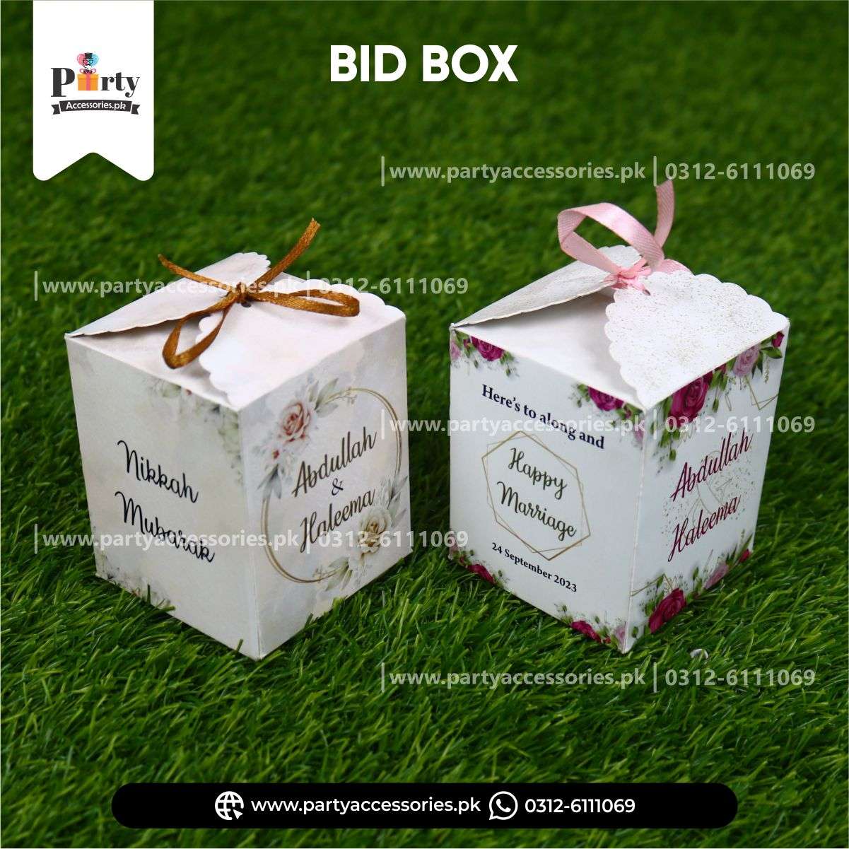 bid boxes personalized printed 