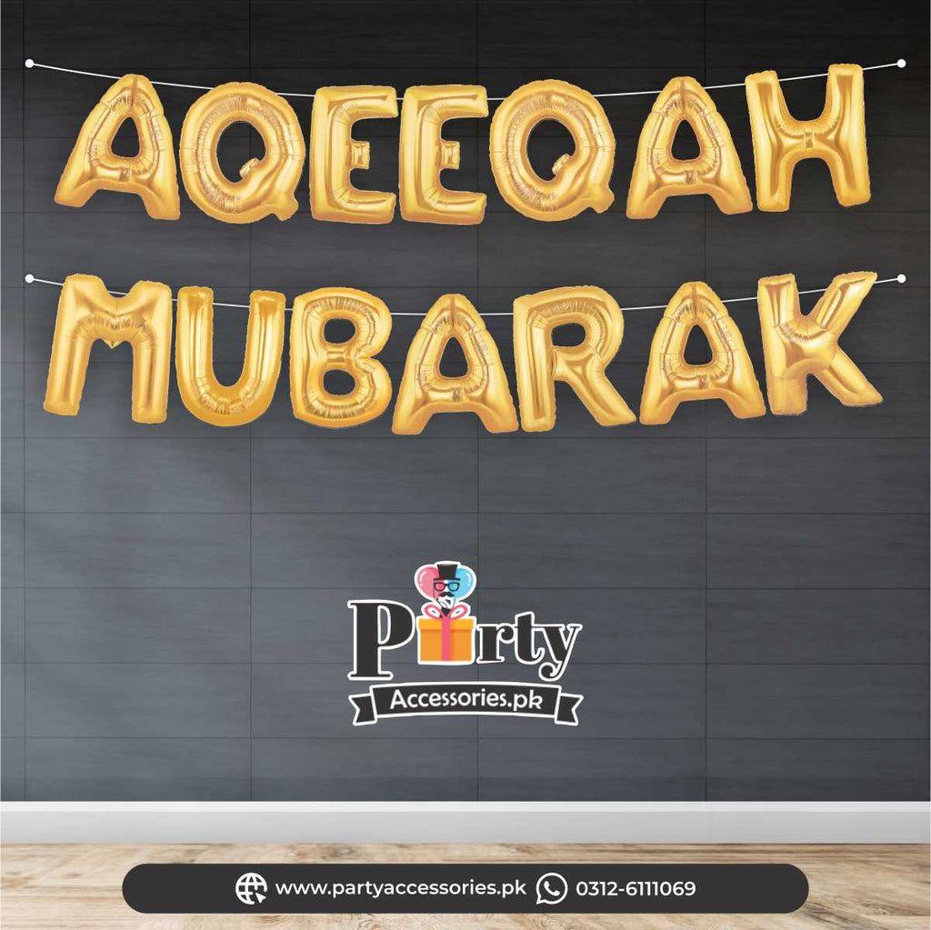 Aqeeqah Mubarak Foil letter balloons set