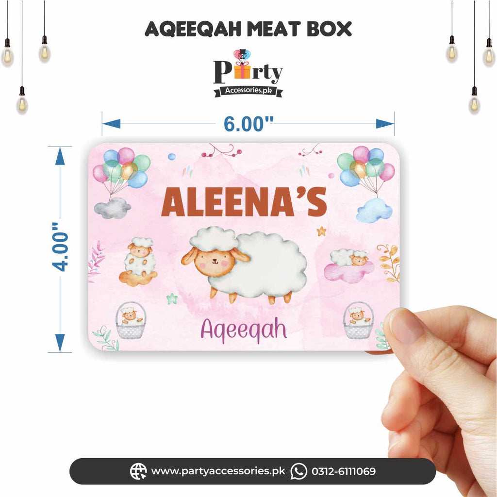 Aqeeqa celebration | Meat box sticker labels for girl Aqiqah